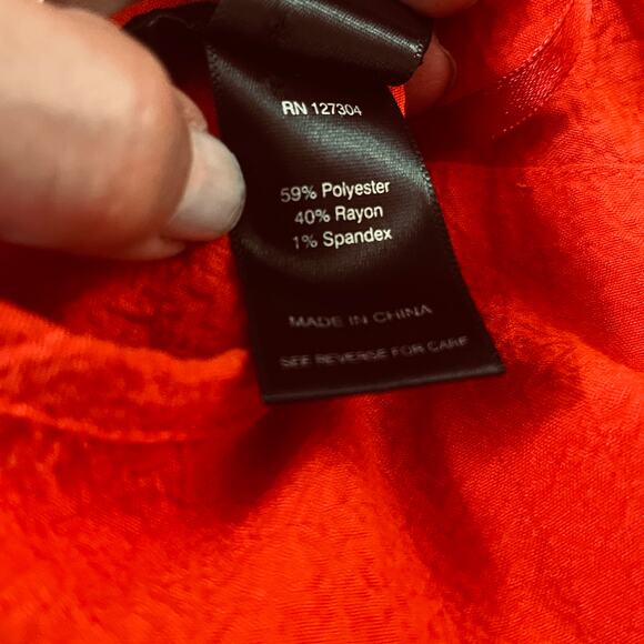 Ali Miles Tunic Red Gauze Black Button Asymmetrical Shark Bite Hem Artsy Boho 1X - Picture 6 of 7